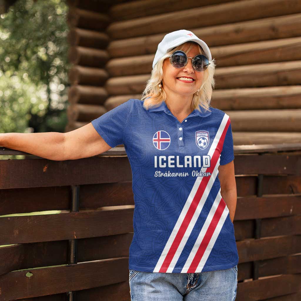 Custom Iceland Football Women Polo Shirt Strakarnir Okkar Celtic Pattern