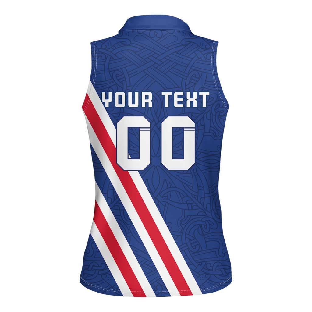 Custom Iceland Football Women Sleeveless Polo Shirt Strakarnir Okkar Celtic Pattern