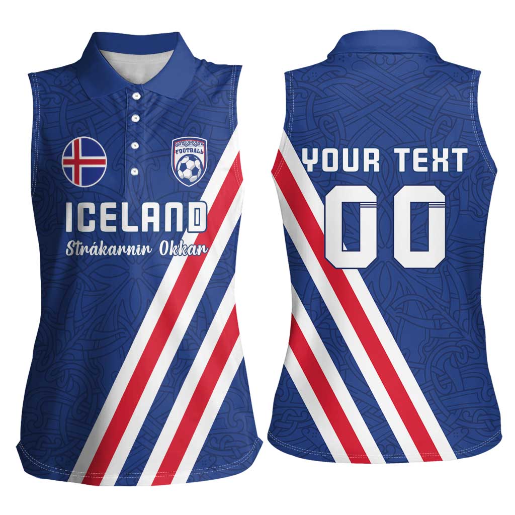 Custom Iceland Football Women Sleeveless Polo Shirt Strakarnir Okkar Celtic Pattern