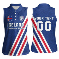 Custom Iceland Football Women Sleeveless Polo Shirt Strakarnir Okkar Celtic Pattern