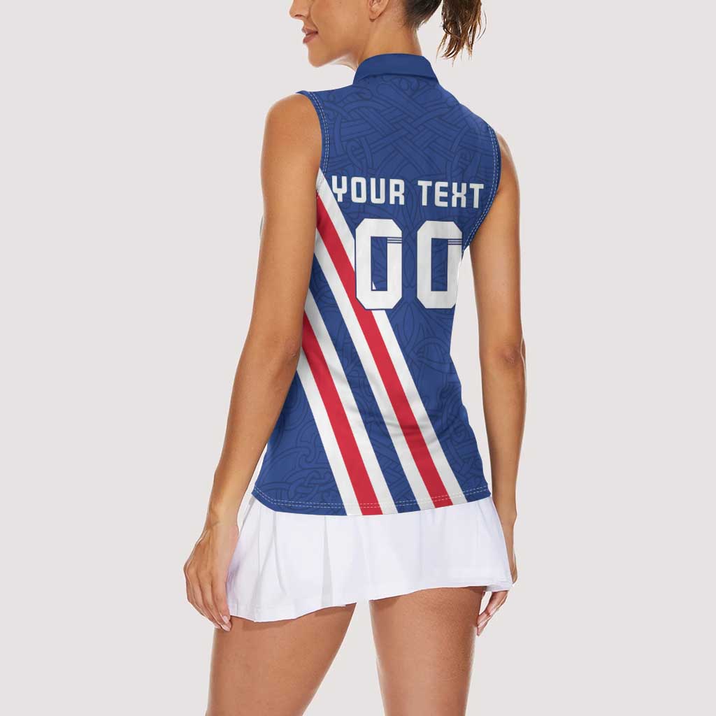 Custom Iceland Football Women Sleeveless Polo Shirt Strakarnir Okkar Celtic Pattern