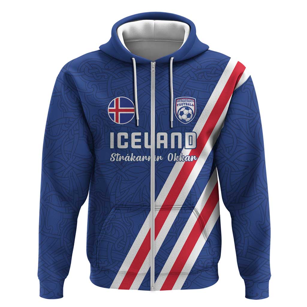 Custom Iceland Football Zip Hoodie Strakarnir Okkar Celtic Pattern