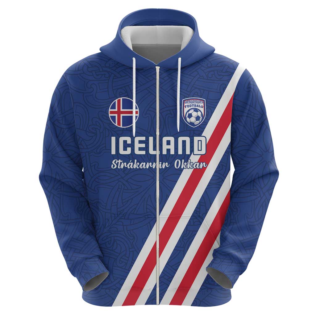 Custom Iceland Football Zip Hoodie Strakarnir Okkar Celtic Pattern