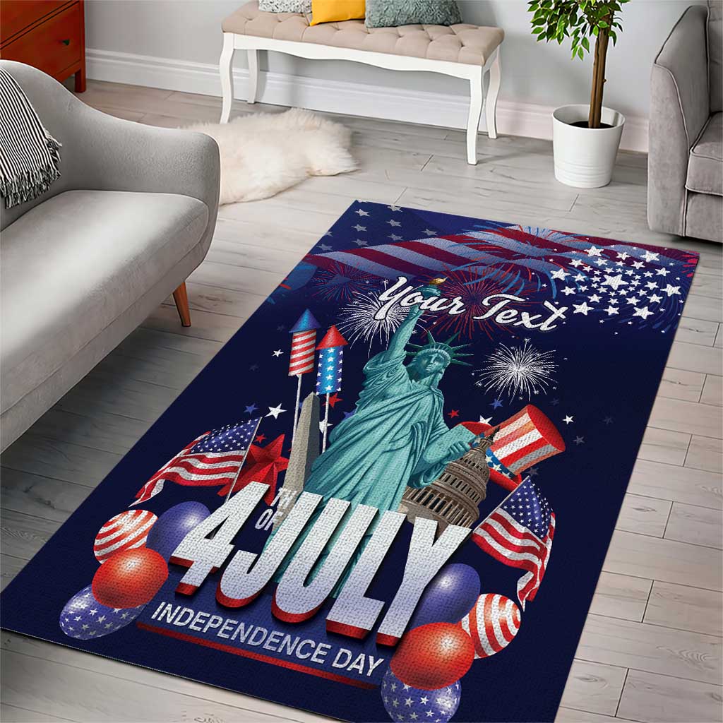 Personalized United States Independence Day Area Rug Statue of Liberty for 4th of July