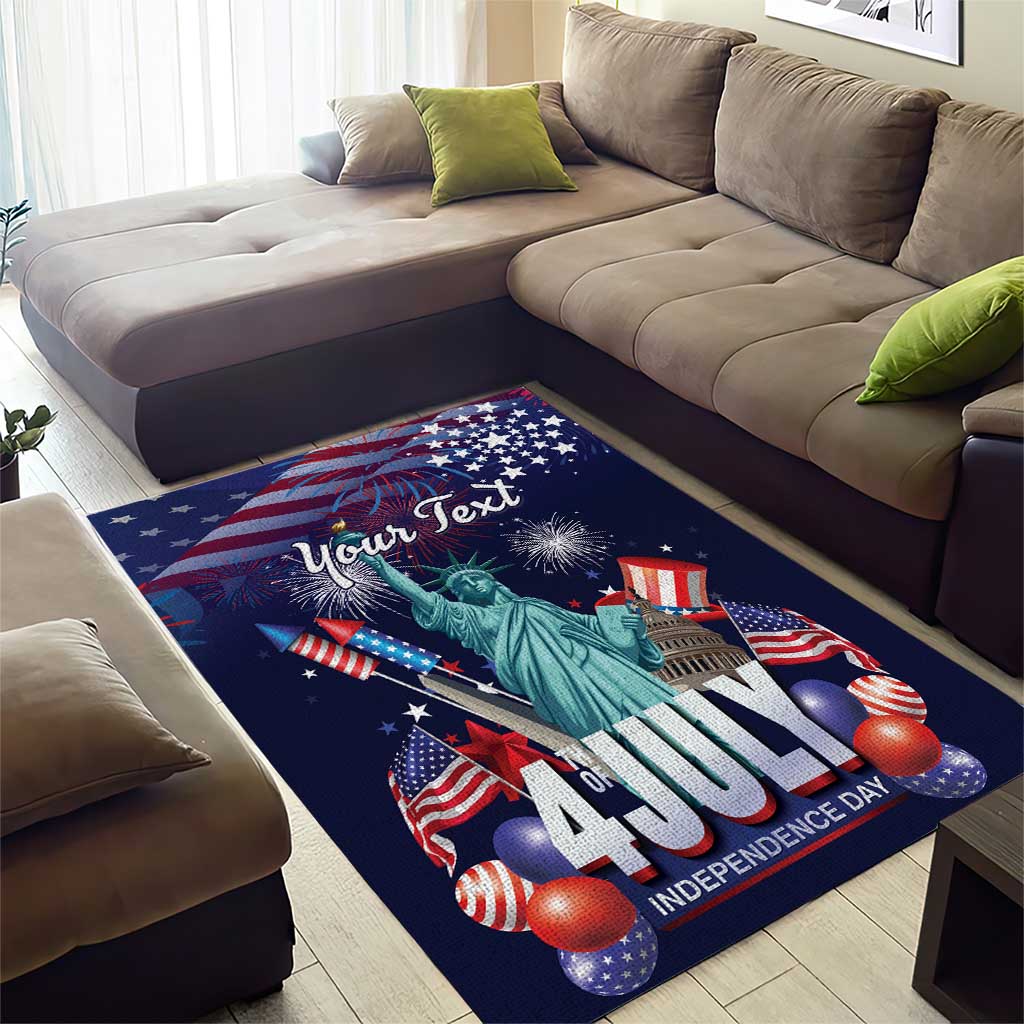 Personalized United States Independence Day Area Rug Statue of Liberty for 4th of July