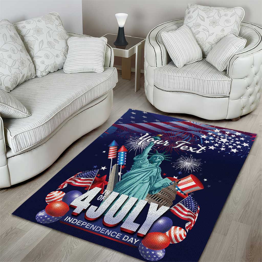 Personalized United States Independence Day Area Rug Statue of Liberty for 4th of July