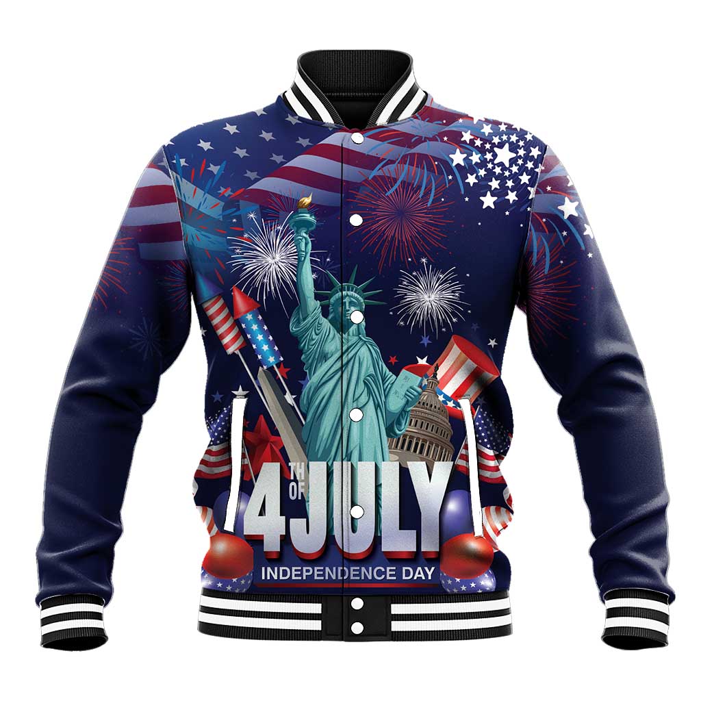 Personalized United States Independence Day Baseball Jacket Statue of Liberty for 4th of July