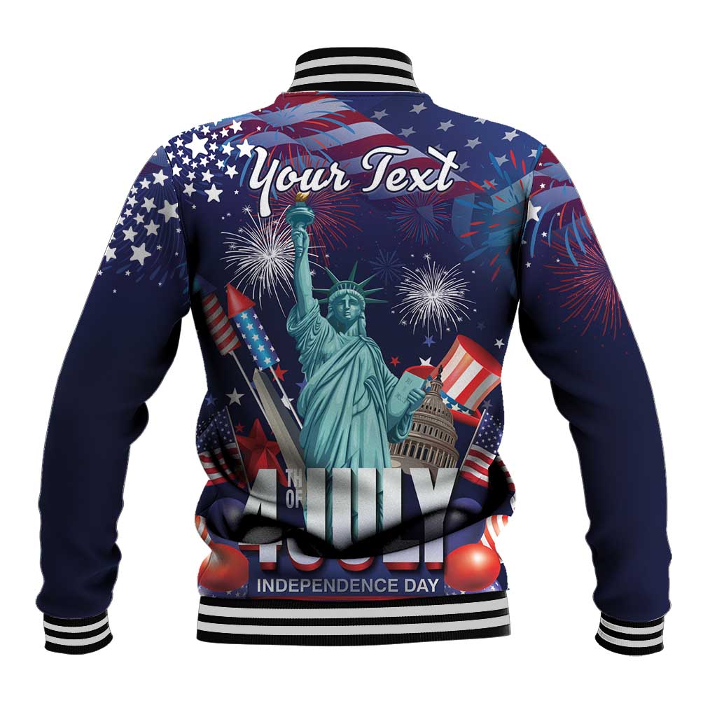 Personalized United States Independence Day Baseball Jacket Statue of Liberty for 4th of July