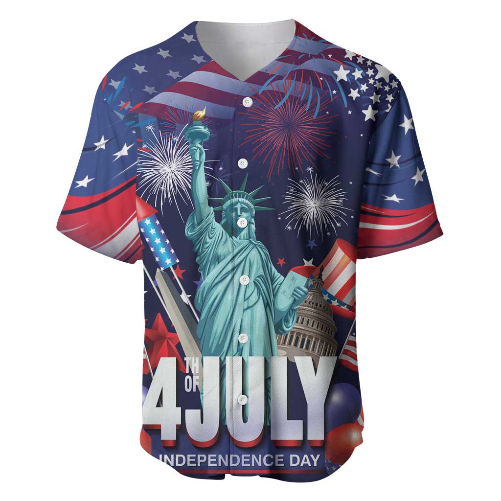Personalized United States Independence Day Baseball Jersey Statue of Liberty for 4th of July