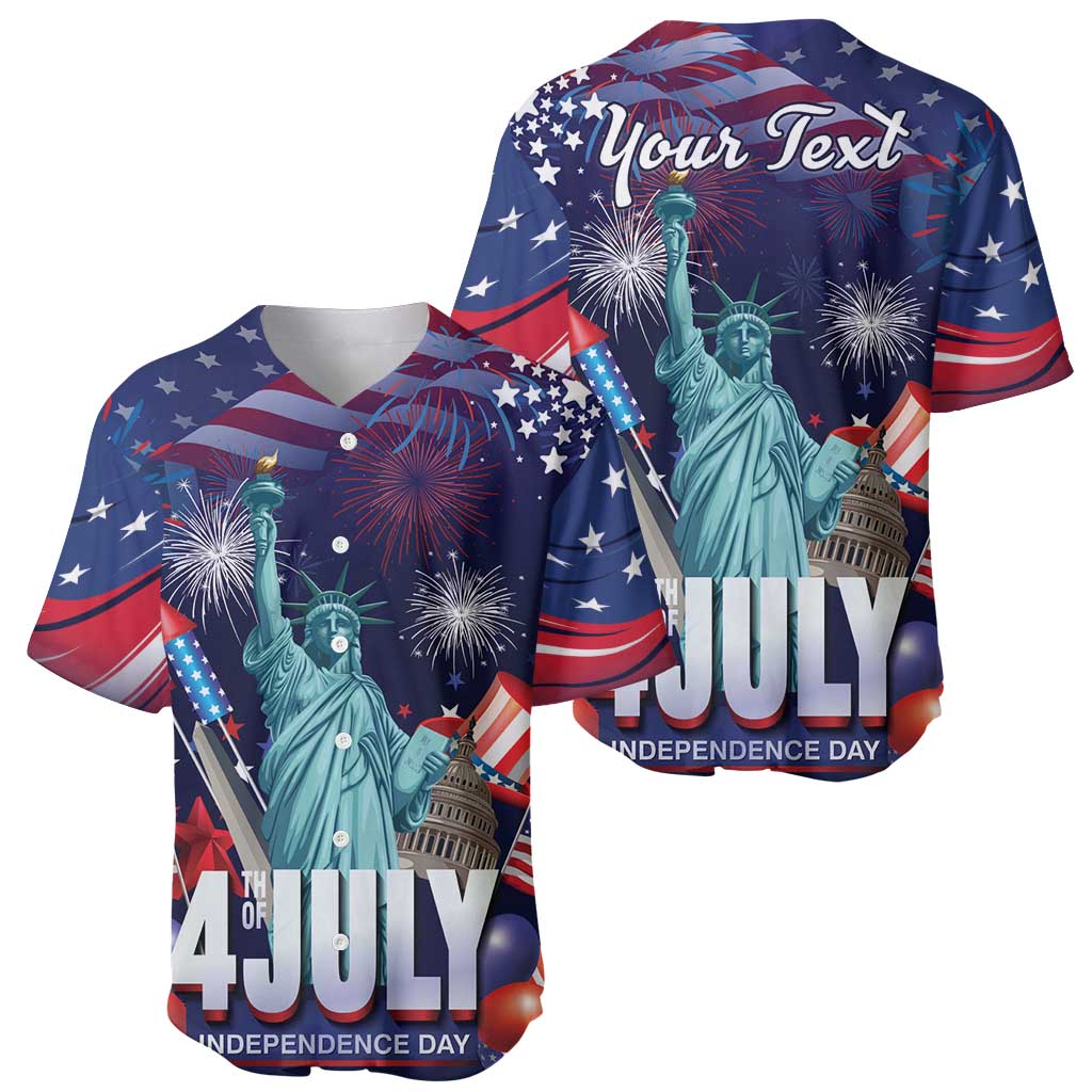 Personalized United States Independence Day Baseball Jersey Statue of Liberty for 4th of July