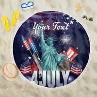 Personalized United States Independence Day Beach Blanket Statue of Liberty for 4th of July