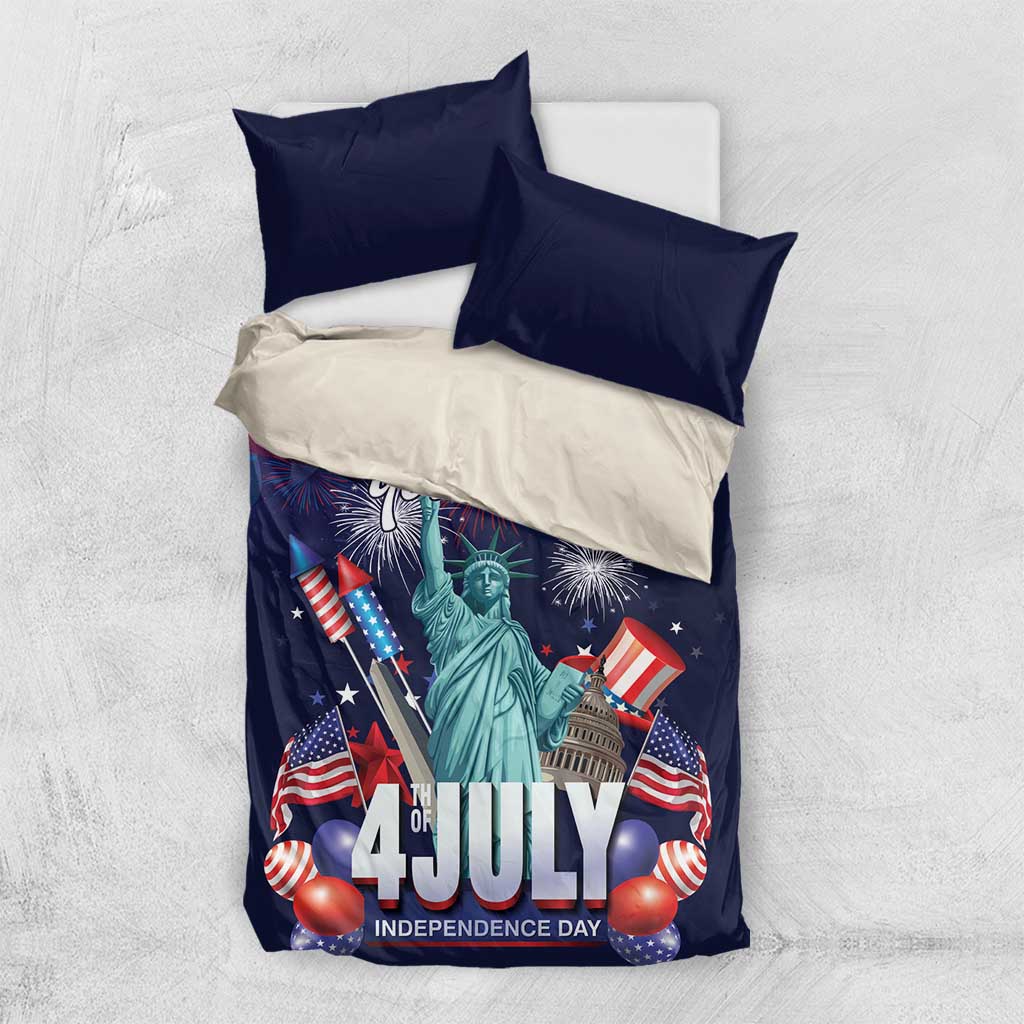 Personalized United States Independence Day Bedding Set Statue of Liberty for 4th of July