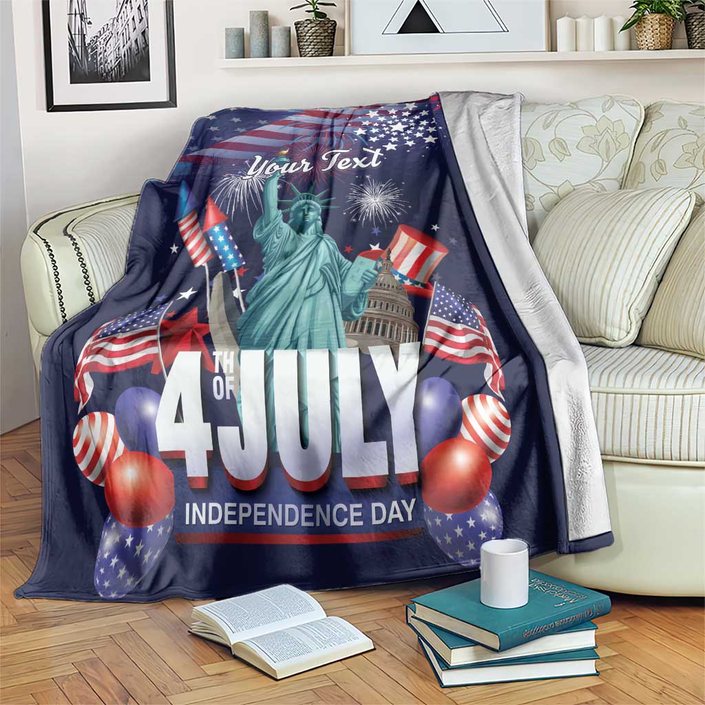 Personalized United States Independence Day Blanket Statue of Liberty for 4th of July