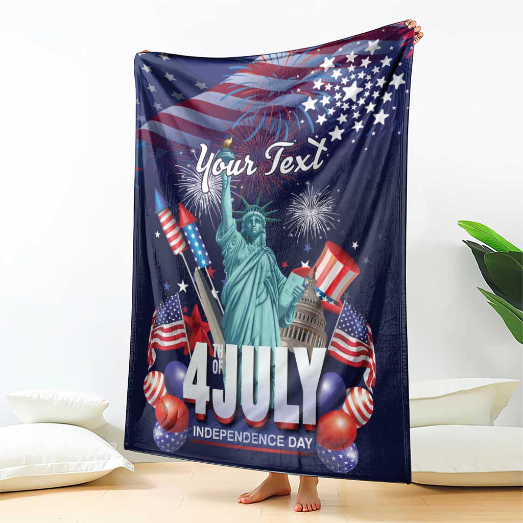 Personalized United States Independence Day Blanket Statue of Liberty for 4th of July