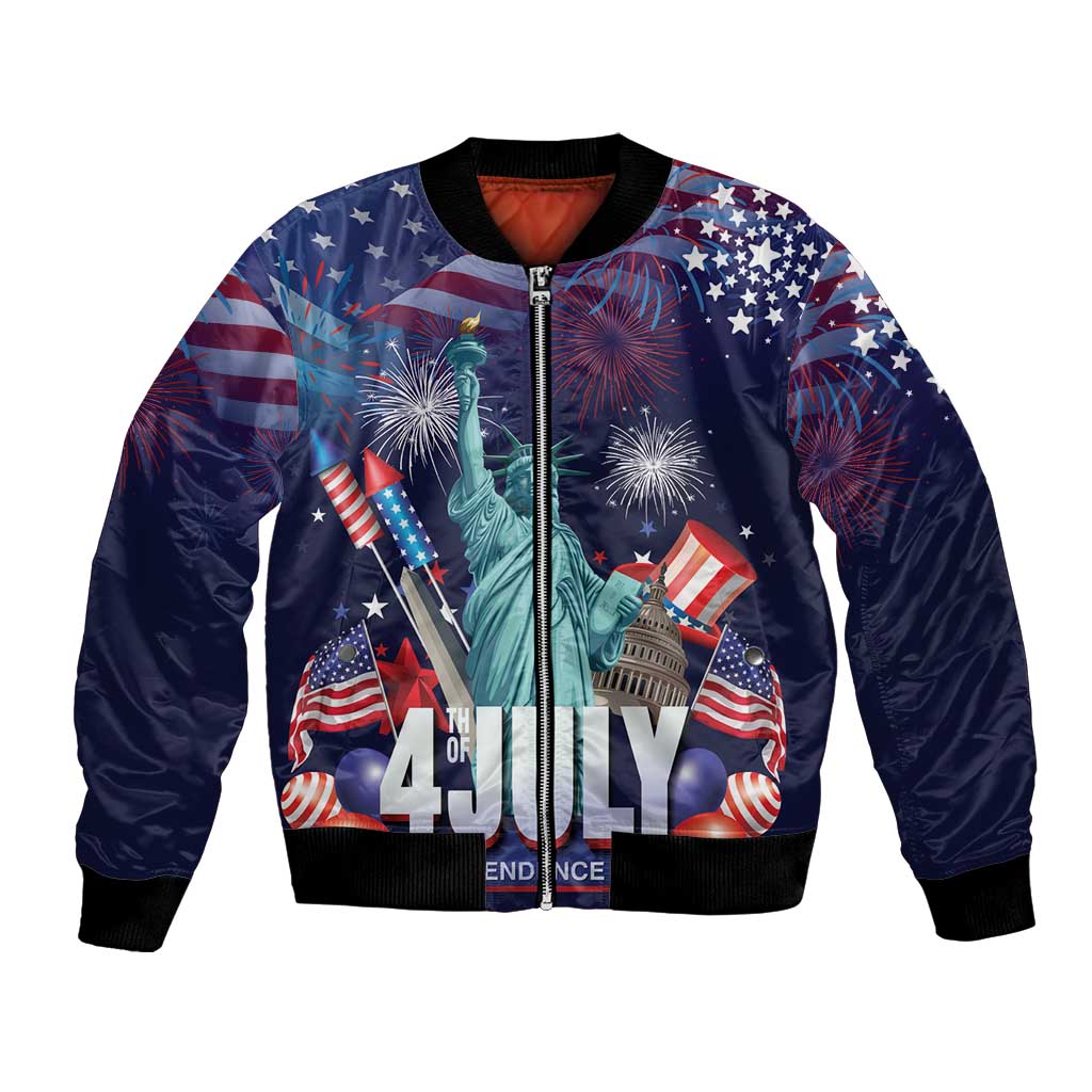 Personalized United States Independence Day Bomber Jacket Statue of Liberty for 4th of July