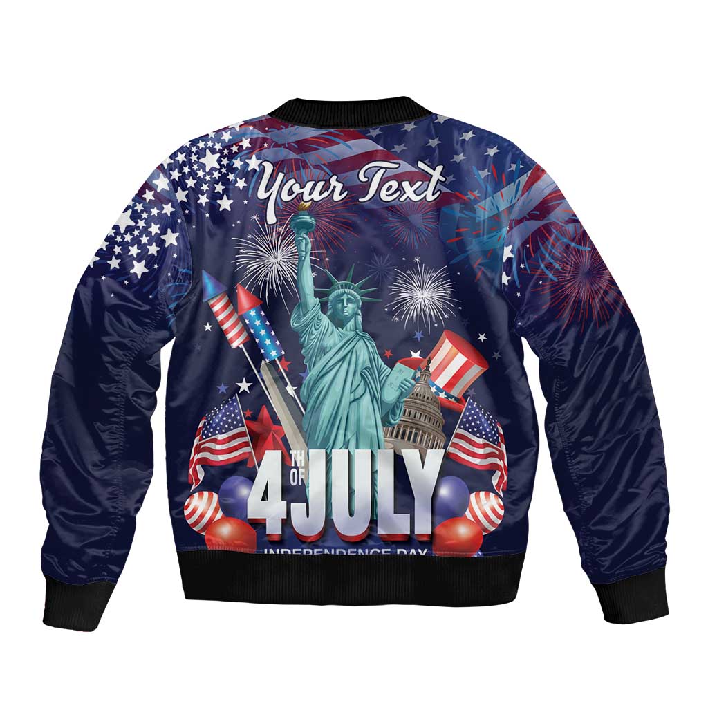 Personalized United States Independence Day Bomber Jacket Statue of Liberty for 4th of July