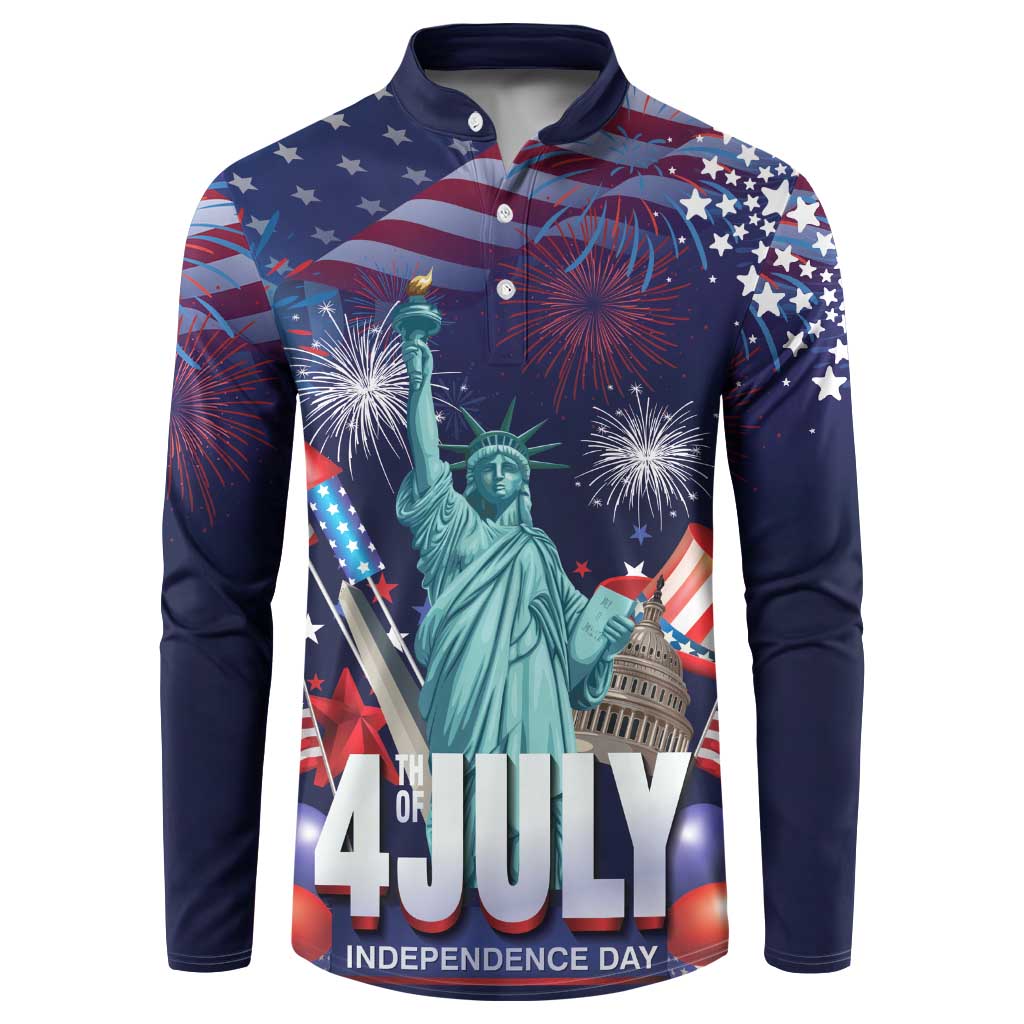 Personalized United States Independence Day Button Sweatshirt Statue of Liberty for 4th of July
