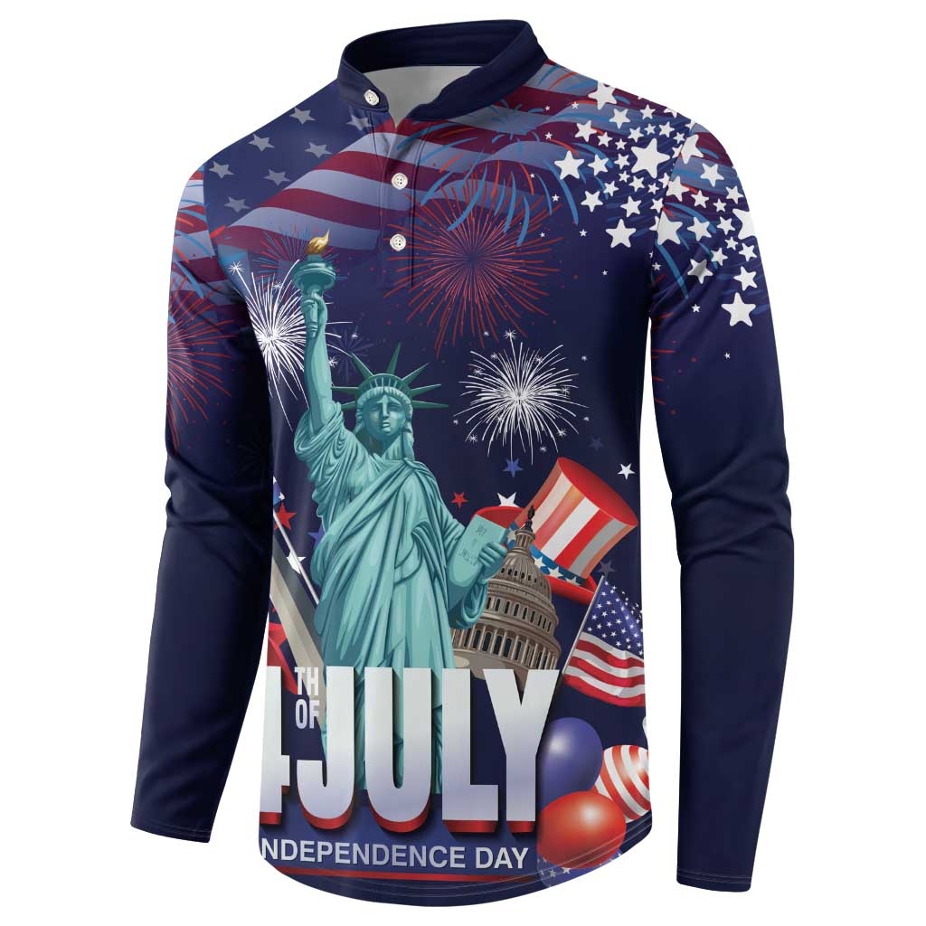 Personalized United States Independence Day Button Sweatshirt Statue of Liberty for 4th of July