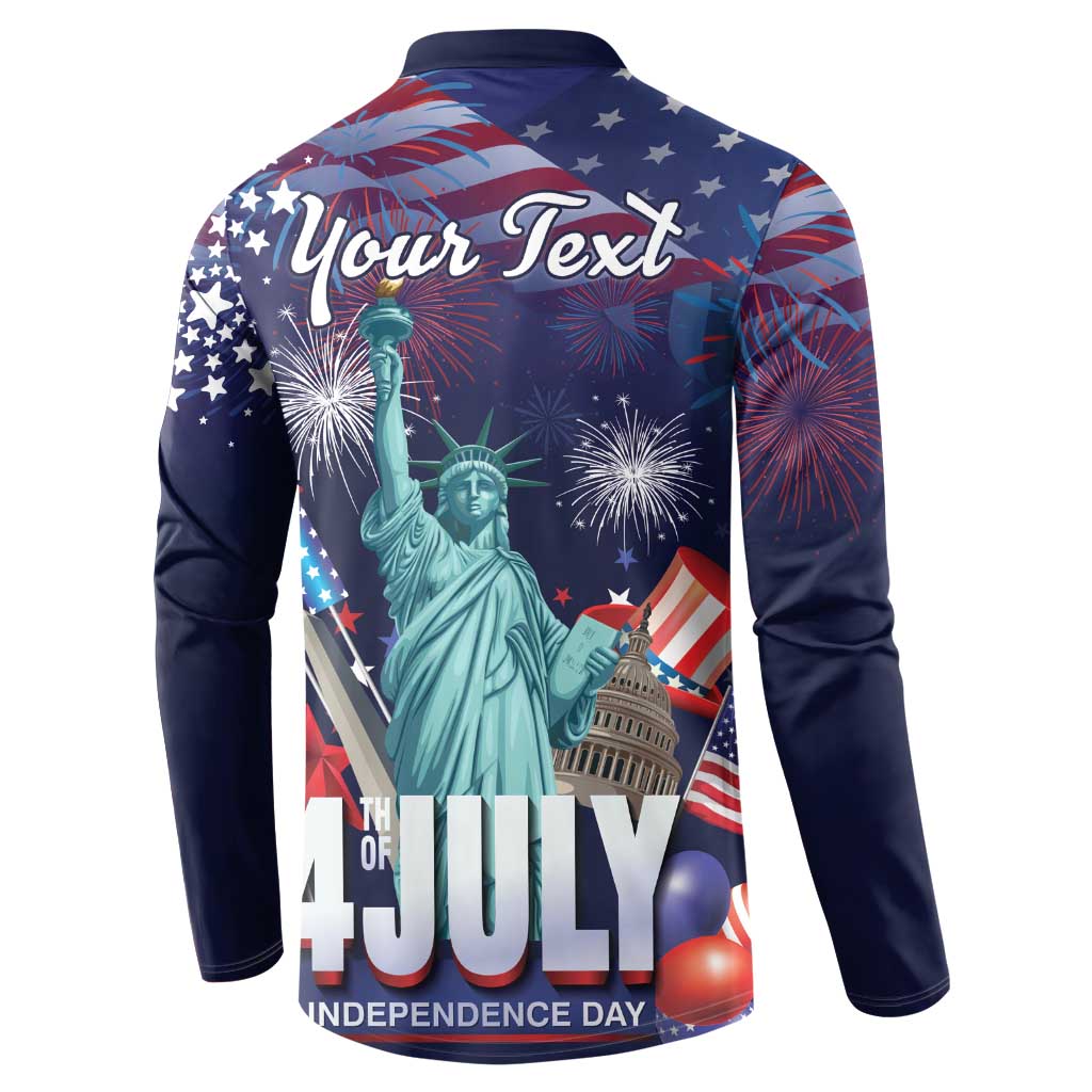 Personalized United States Independence Day Button Sweatshirt Statue of Liberty for 4th of July