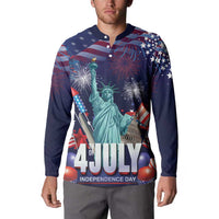 Personalized United States Independence Day Button Sweatshirt Statue of Liberty for 4th of July