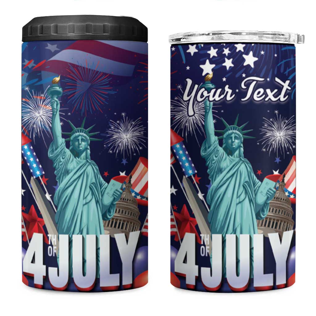 Personalized United States Independence Day 4 in 1 Can Cooler Tumbler Statue of Liberty for 4th of July