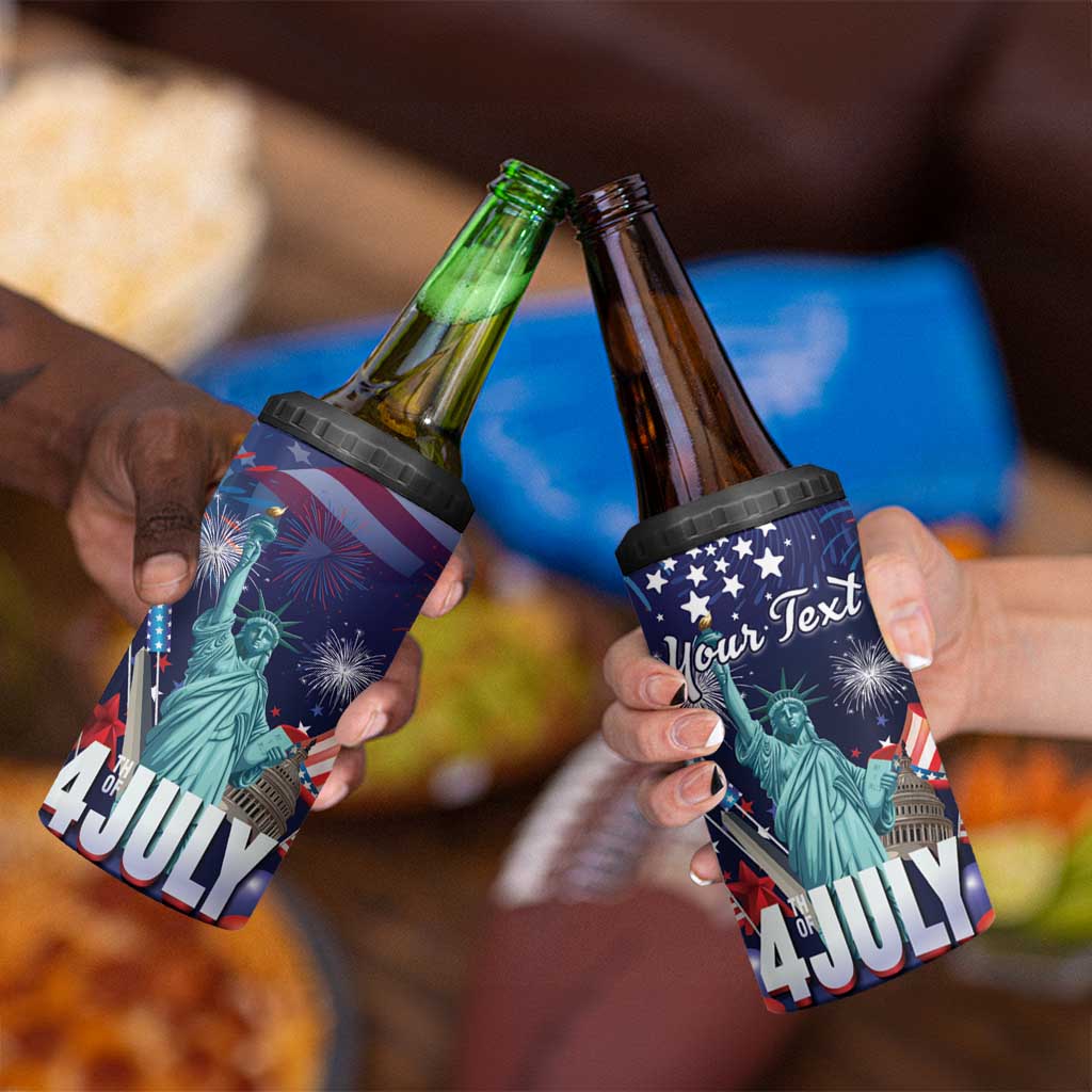 Personalized United States Independence Day 4 in 1 Can Cooler Tumbler Statue of Liberty for 4th of July