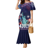 Personalized United States Independence Day Family Matching Mermaid Dress and Hawaiian Shirt Statue of Liberty for 4th of July