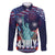 Personalized United States Independence Day Family Matching Off The Shoulder Long Sleeve Dress and Hawaiian Shirt Statue of Liberty for 4th of July