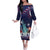 Personalized United States Independence Day Family Matching Off The Shoulder Long Sleeve Dress and Hawaiian Shirt Statue of Liberty for 4th of July