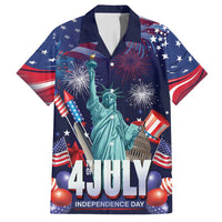 Personalized United States Independence Day Family Matching Off Shoulder Short Dress and Hawaiian Shirt Statue of Liberty for 4th of July
