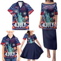 Personalized United States Independence Day Family Matching Puletasi and Hawaiian Shirt Statue of Liberty for 4th of July