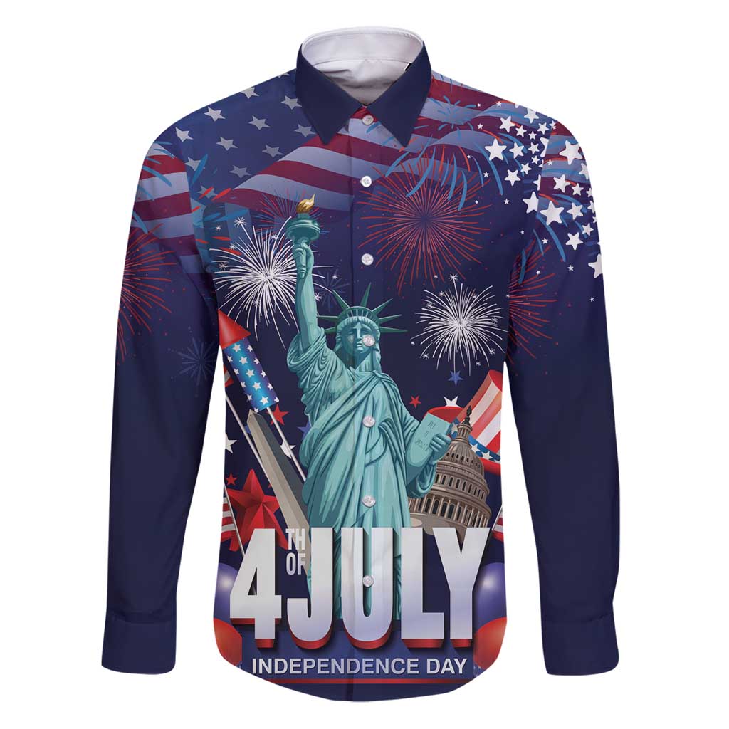 Personalized United States Independence Day Family Matching Puletasi and Hawaiian Shirt Statue of Liberty for 4th of July