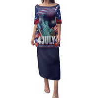 Personalized United States Independence Day Family Matching Puletasi and Hawaiian Shirt Statue of Liberty for 4th of July