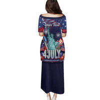 Personalized United States Independence Day Family Matching Puletasi and Hawaiian Shirt Statue of Liberty for 4th of July
