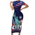 Personalized United States Independence Day Family Matching Short Sleeve Bodycon Dress and Hawaiian Shirt Statue of Liberty for 4th of July