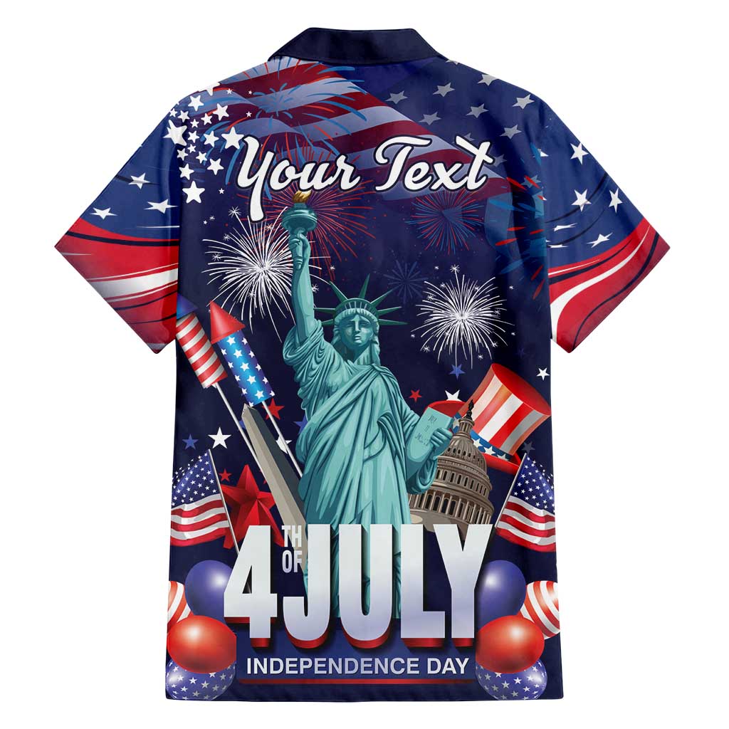 Personalized United States Independence Day Family Matching Summer Maxi Dress and Hawaiian Shirt Statue of Liberty for 4th of July