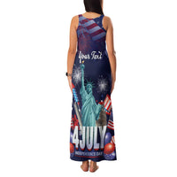 Personalized United States Independence Day Family Matching Tank Maxi Dress and Hawaiian Shirt Statue of Liberty for 4th of July