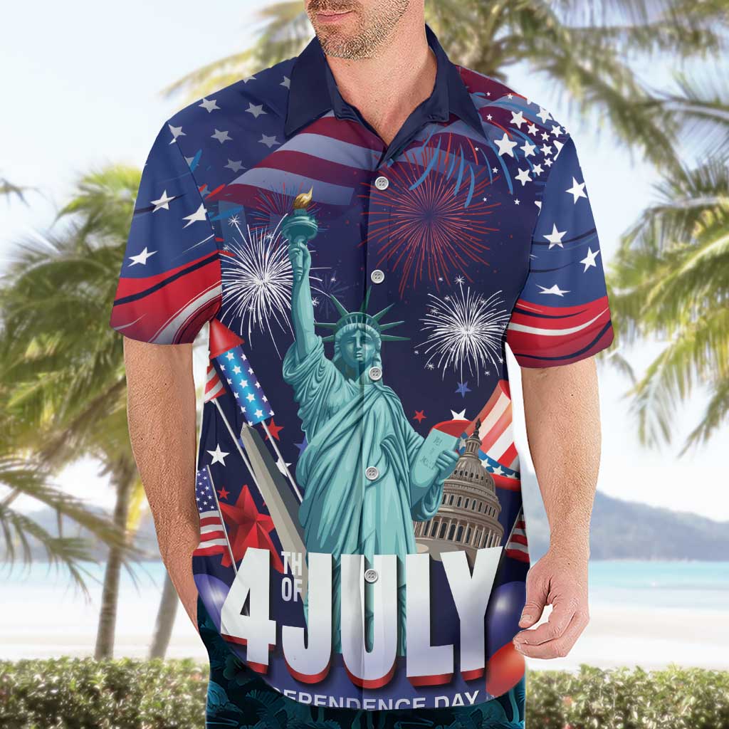 Personalized United States Independence Day Hawaiian Shirt Statue of Liberty for 4th of July