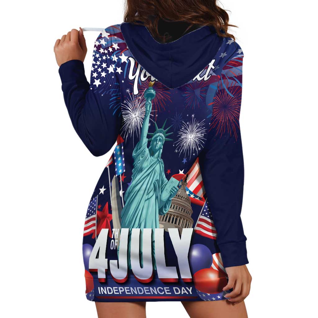 Personalized United States Independence Day Hoodie Dress Statue of Liberty for 4th of July