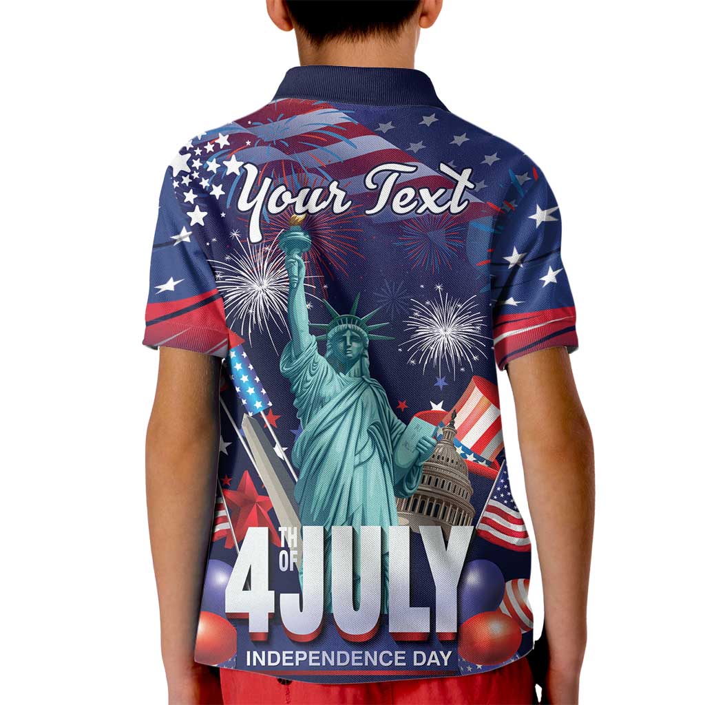 Personalized United States Independence Day Kid Polo Shirt Statue of Liberty for 4th of July