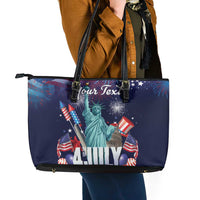 Personalized United States Independence Day Leather Tote Bag Statue of Liberty for 4th of July