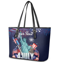 Personalized United States Independence Day Leather Tote Bag Statue of Liberty for 4th of July