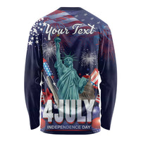 Personalized United States Independence Day Long Sleeve Shirt Statue of Liberty for 4th of July