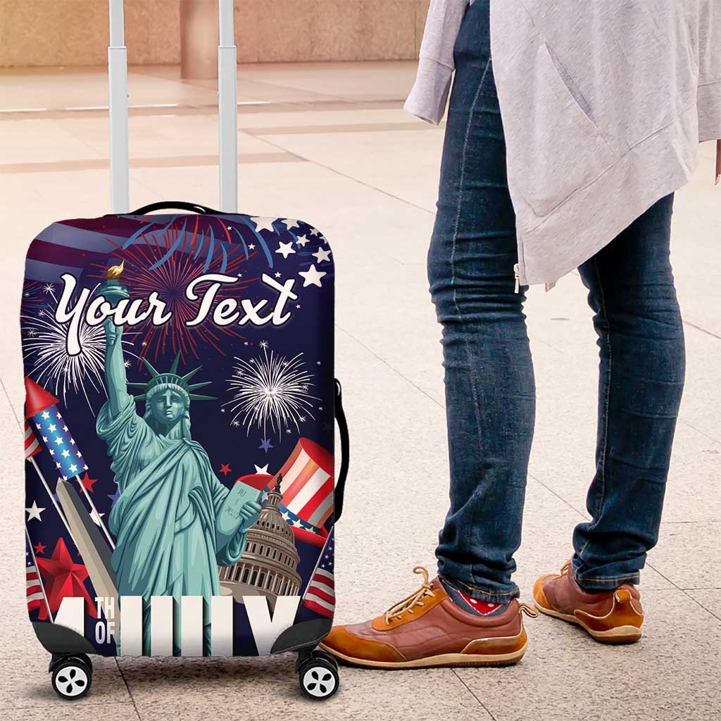 Personalized United States Independence Day Luggage Cover Statue of Liberty for 4th of July