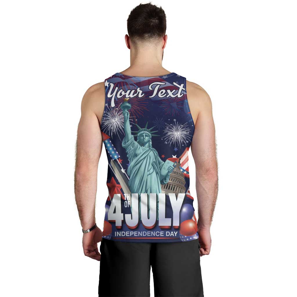 Personalized United States Independence Day Men Tank Top Statue of Liberty for 4th of July
