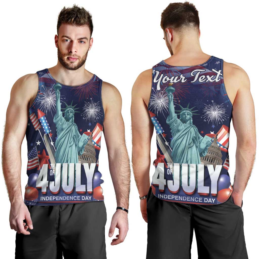 Personalized United States Independence Day Men Tank Top Statue of Liberty for 4th of July