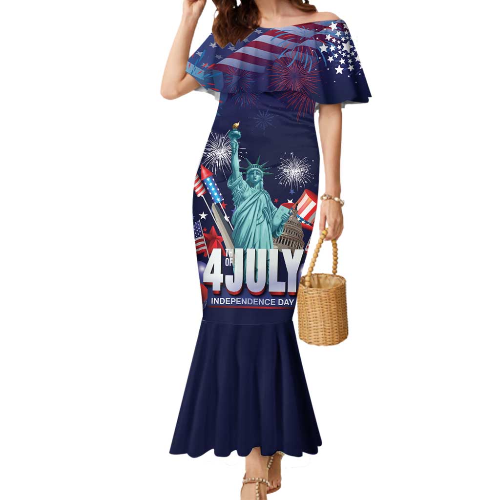 Personalized United States Independence Day Mermaid Dress Statue of Liberty for 4th of July