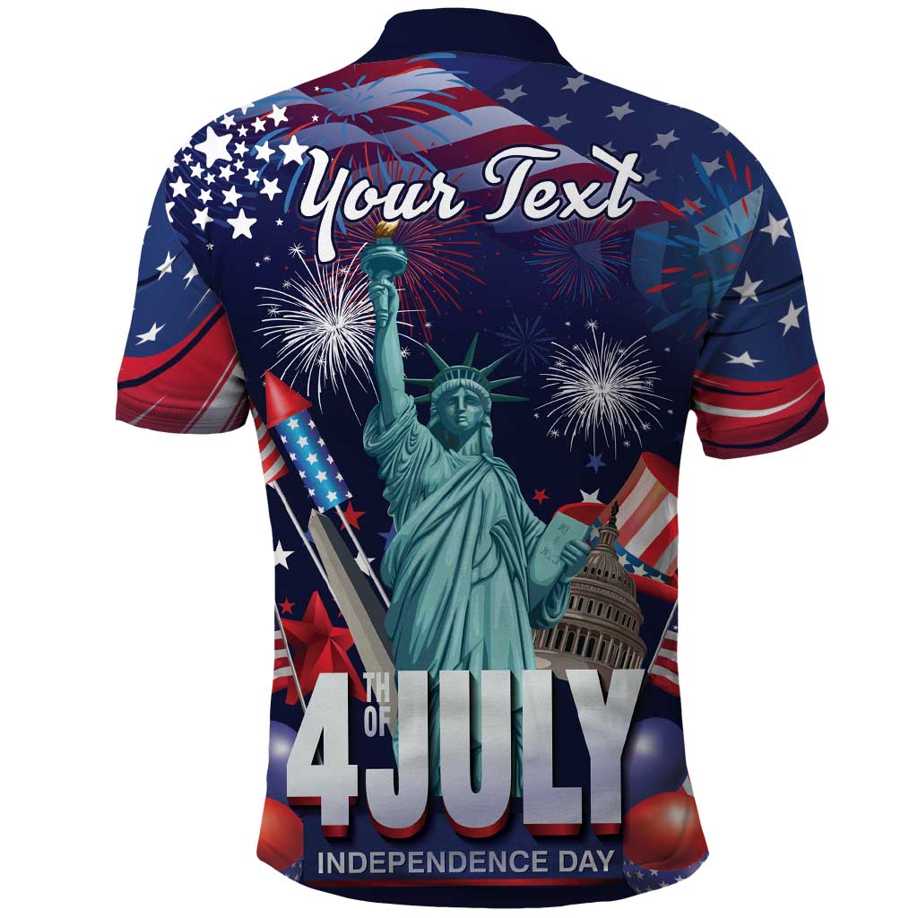 Personalized United States Independence Day Polo Shirt Statue of Liberty for 4th of July