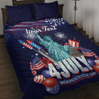 Personalized United States Independence Day Quilt Bed Set Statue of Liberty for 4th of July