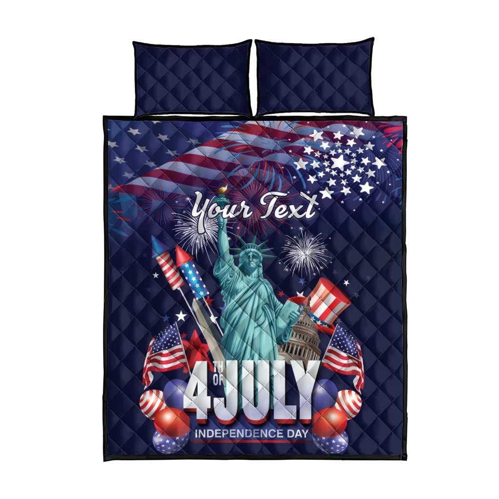 Personalized United States Independence Day Quilt Bed Set Statue of Liberty for 4th of July